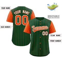 Green Orange-White Stripe Raglan Baseball Jersey 2