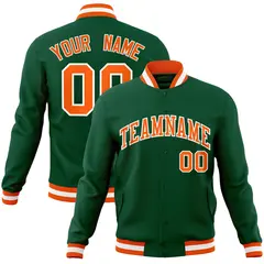 Green Orange-White Varsity Full-Snap Letterman Jacket
