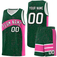 Green Pink Dot Graffiti Irregular Pattern Basketball Jersey 1