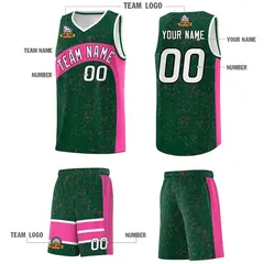 Green Pink Dot Graffiti Irregular Pattern Basketball Jersey 5