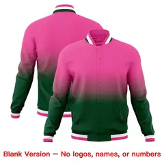 Green Pink Gradient Full-Snap Varsity Letterman Jacket 7