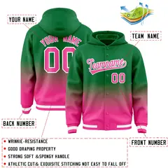 Green Pink Gradient Letterman Varsity Jacket Hoodie 4