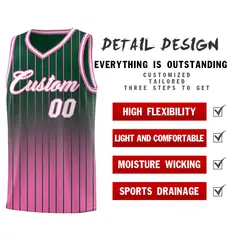 Green Pink Gradient Stripe Basketball Jersey 2