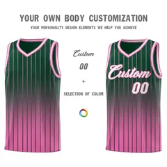 Green Pink Gradient Stripe Basketball Jersey 3