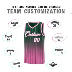Green Pink Gradient Stripe Basketball Jersey 4
