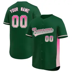 Green Pink-Lt Pink Gradient Side Authentic Baseball Jersey 1