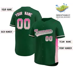 Green Pink-Lt Pink Gradient Side Authentic Baseball Jersey 2