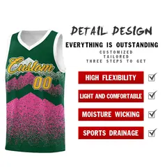 Green Pink Mountain Fade Gradient Fashion Basketball Jersey 2