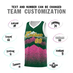 Green Pink Mountain Fade Gradient Fashion Basketball Jersey 4