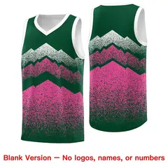 Green Pink Mountain Fade Gradient Fashion Basketball Jersey 6