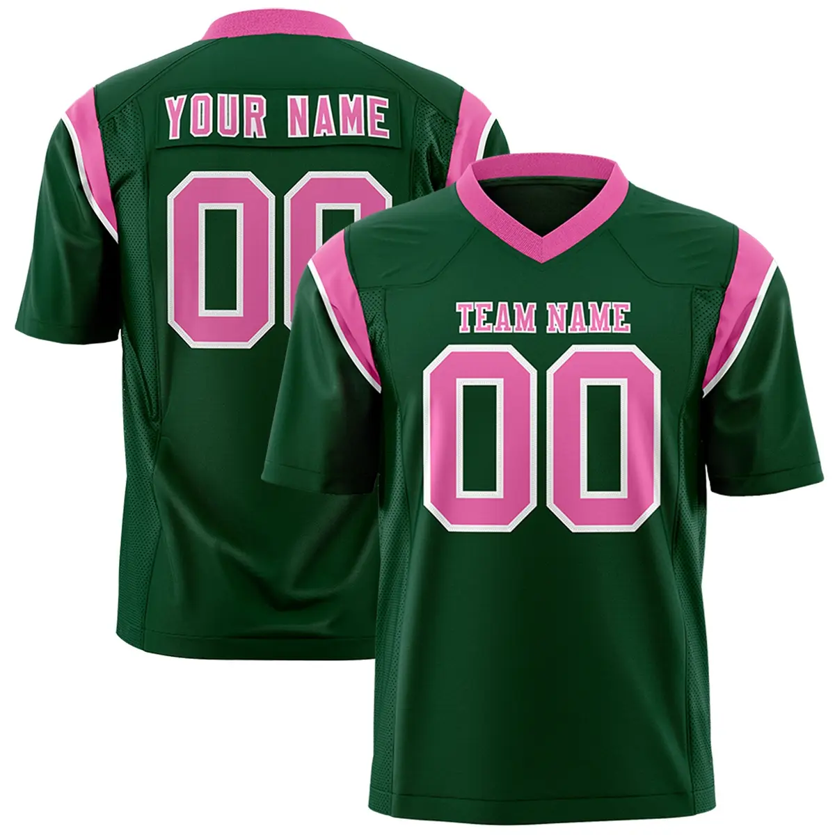 Green Pink Shoulder Cut Two-Tone Flag Football Jersey