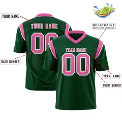 Green Pink Shoulder Cut Two-Tone Flag Football Jersey 2