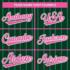 Green Pink Stripe Full Button Authentic Baseball Jersey 3