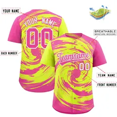Green Pink Swirl Graffiti Pattern Authentic Baseball Jersey 2