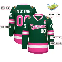 Green Pink-White Classic Style Hockey Jersey 2