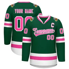 Green Pink-White Classic Style Hockey Jersey
