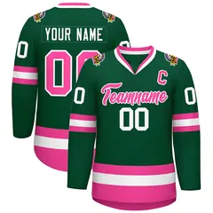 Green Pink-White Classic Style Hockey Jersey 1
