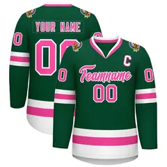 Green Pink-White Classic Style Hockey Jersey 1
