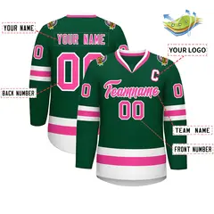 Green Pink-White Classic Style Hockey Jersey 2