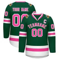 Green Pink-White Classic Style Hockey Jersey 1