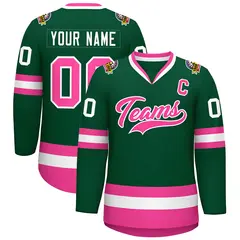 Green Pink-White Classic Style Hockey Jersey 1