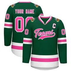 Green Pink-White Classic Style Hockey Jersey 1