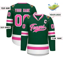 Green Pink-White Classic Style Hockey Jersey 2