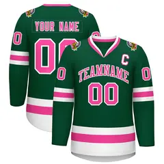 Green Pink-White Classic Style Hockey Jersey 1