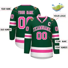 Green Pink-White Classic Style Hockey Jersey 2