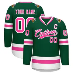Green Pink-White Classic Style Hockey Jersey 1
