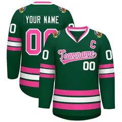 Green Pink-White Classic Style Hockey Jersey 1