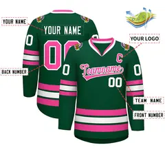 Green Pink-White Classic Style Hockey Jersey 2