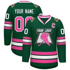 Green Pink-White Classic Style Hockey Jersey 1