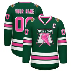 Green Pink-White Classic Style Hockey Jersey 1