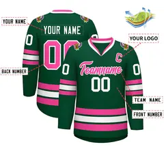 Green Pink-White Classic Style Hockey Jersey 2