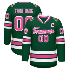 Green Pink-White Classic Style Hockey Jersey 1