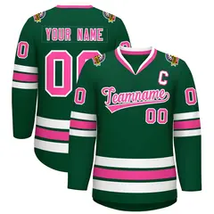 Green Pink-White Classic Style Hockey Jersey 1