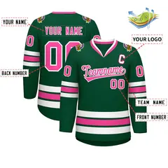 Green Pink-White Classic Style Hockey Jersey 2