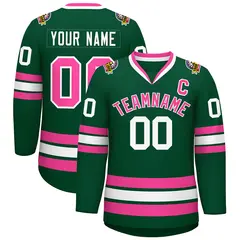 Green Pink-White Classic Style Hockey Jersey 1