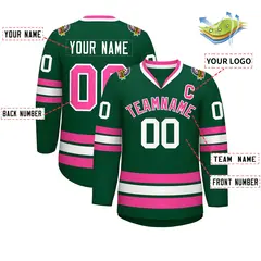 Green Pink-White Classic Style Hockey Jersey 2