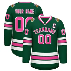 Green Pink-White Classic Style Hockey Jersey 1