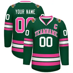 Green Pink-White Classic Style Hockey Jersey 1