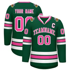 Green Pink-White Classic Style Hockey Jersey 1
