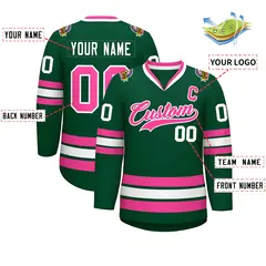 Green Pink-White Classic Style Hockey Jersey 2
