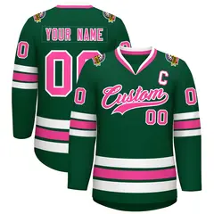 Green Pink-White Classic Style Hockey Jersey 1