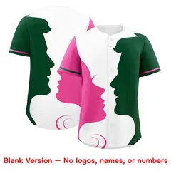 Green Pink White Couple Silhouettes Valentine's Baseball Jersey 2