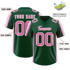 Green Pink White Side Stripe Authentic Football Jersey 2