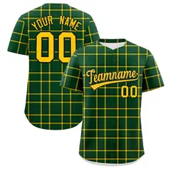 Green Plaid Authentic Baseball Jersey