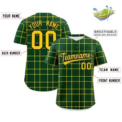 Green Plaid Authentic Baseball Jersey 2