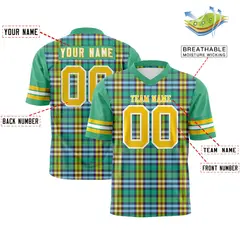 Green Plaid Pattern Authentic Football Jersey 2